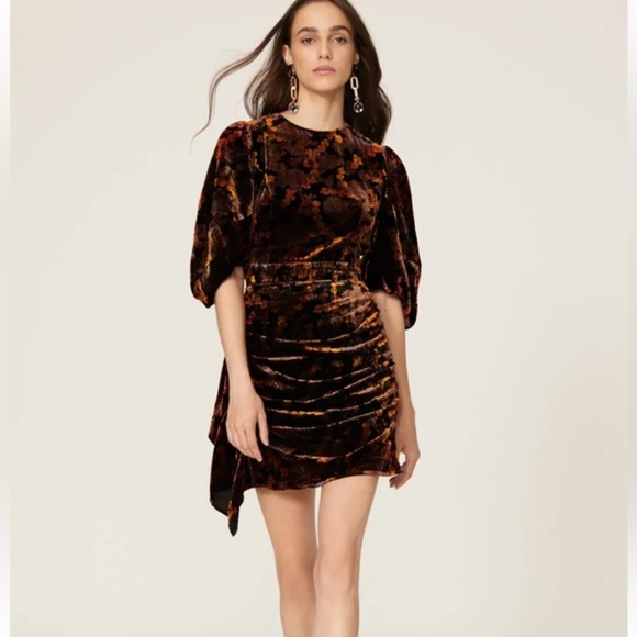 RHODE WOMEN'S PIA VELVET DRESS ON FLORAL SIZE XL